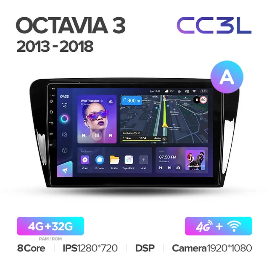 

Магнитола Teyes CC3L Skoda Octavia A7 2013 - 2017 4+32Gb, CC3L