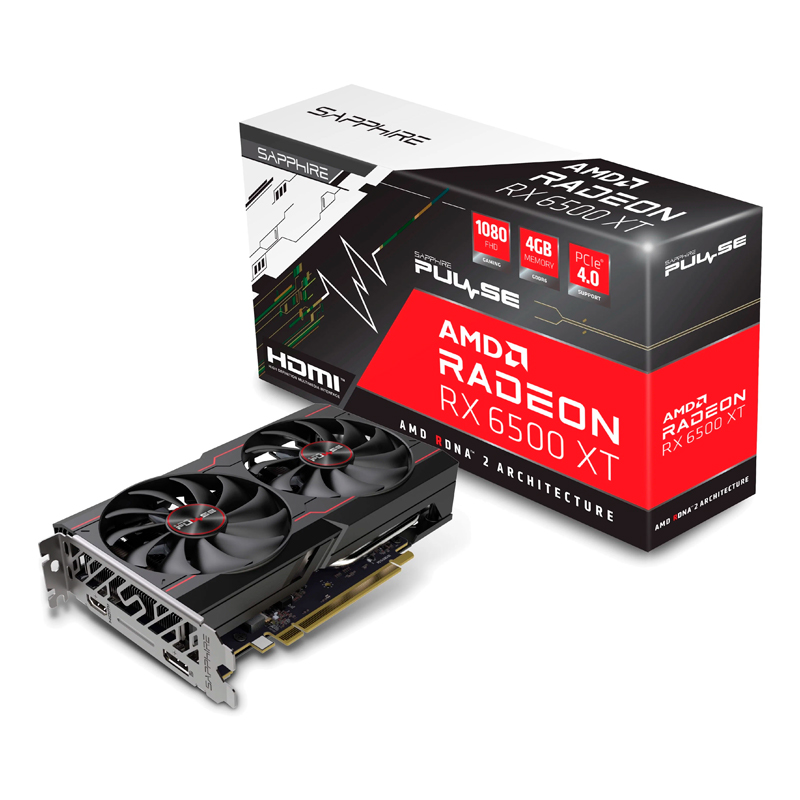 

Видеокарта Sapphire AMD Radeon RX 6500 XT (11314-01-20G), Черный, Radeon RX 6500 XT