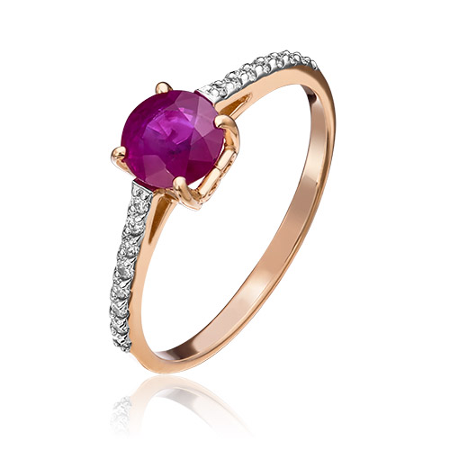 

Кольцо из золота с рубином/бриллиантом р. 16,5 PLATINA jewelry 01-1343-00-107-1110-30, 01-1343-00-107-1110-30
