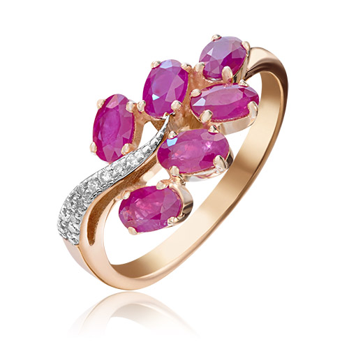 

Кольцо из золота с рубином/бриллиантом р. 18 PLATINA jewelry 01-1382-00-107-1110-30, 01-1382-00-107-1110-30