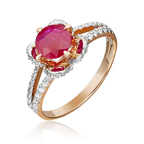 

Кольцо из золота р. , PLATINA jewelry 01-1403-00-107-1111-30, рубин\бриллиант, 01-1403-00-107-1111-30