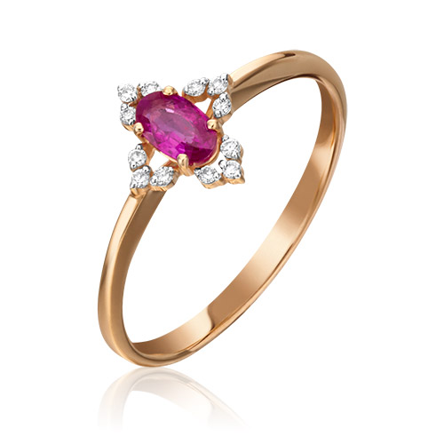 

Кольцо из золота с рубином/бриллиантом р. 17 PLATINA jewelry 01-1419-00-107-1110-30, 01-1419-00-107-1110-30