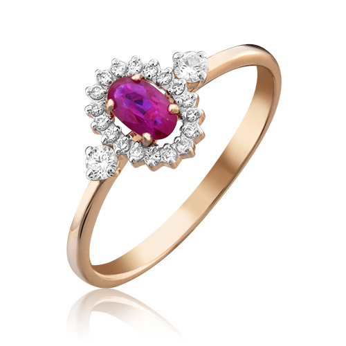 

Кольцо из золота с рубином/бриллиантом р. 17 PLATINA jewelry 01-1447-00-107-1110-30, 01-1447-00-107-1110-30