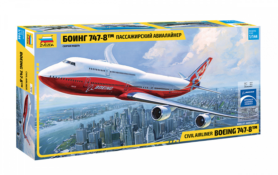 

Сборная модель ZVEZDA Пассажирский авиалайнер Боинг 747-8 1 144