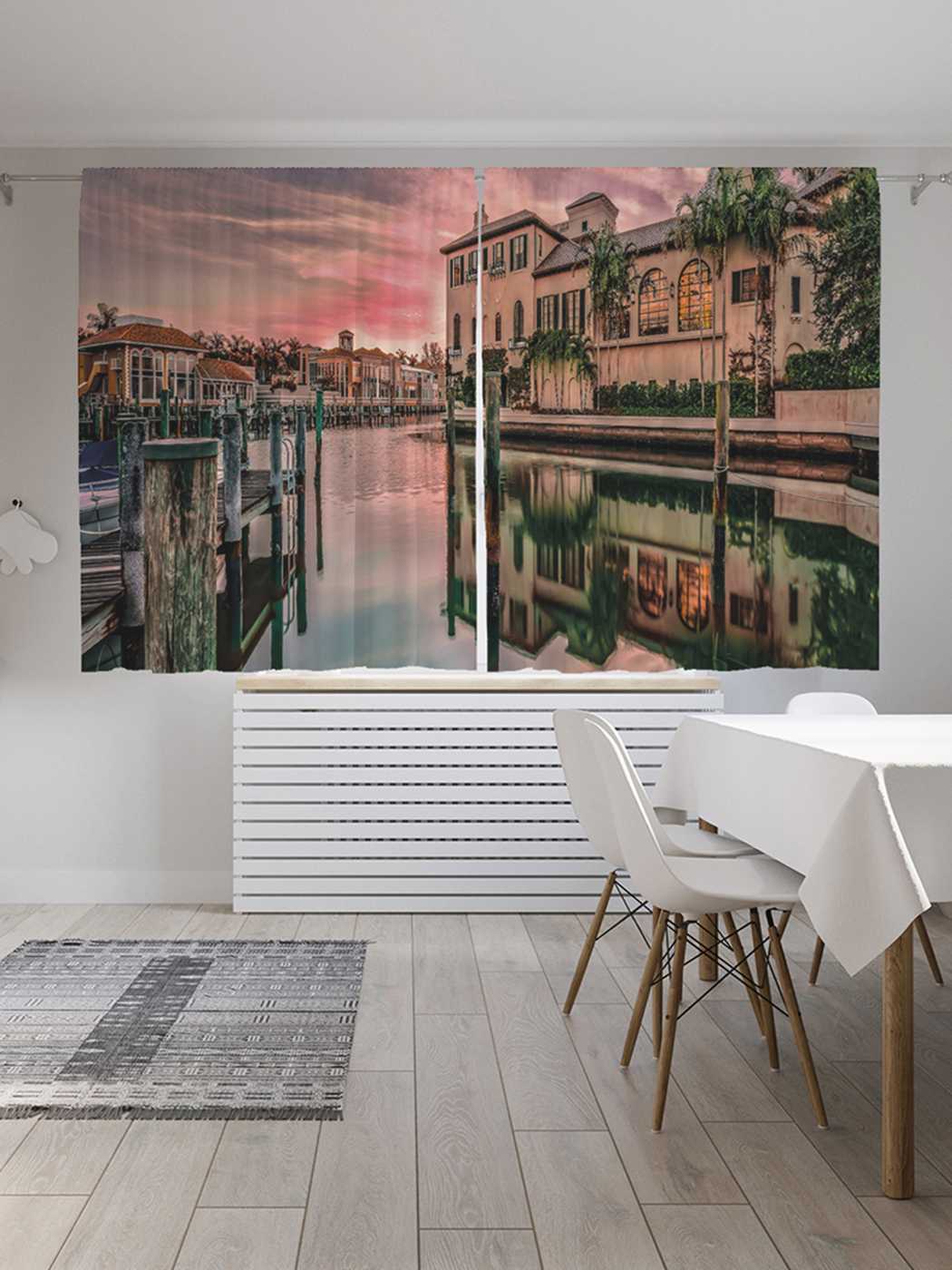 

Классические шторы JoyArty "Водный город", серия Oxford DeLux, 2 полотна 145x180 см, Водный город