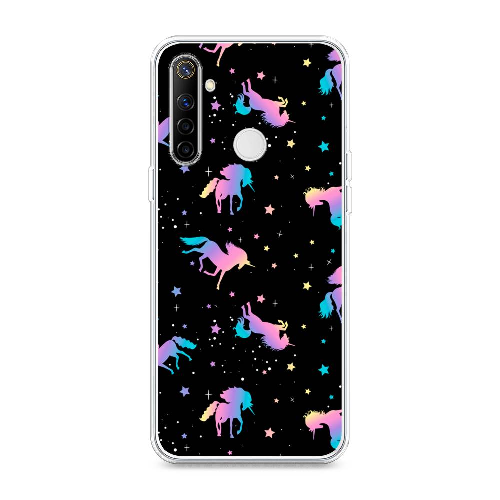 

Чехол на Realme 6i "Единороги градиент", Черный;розовый;голубой, 252950-1
