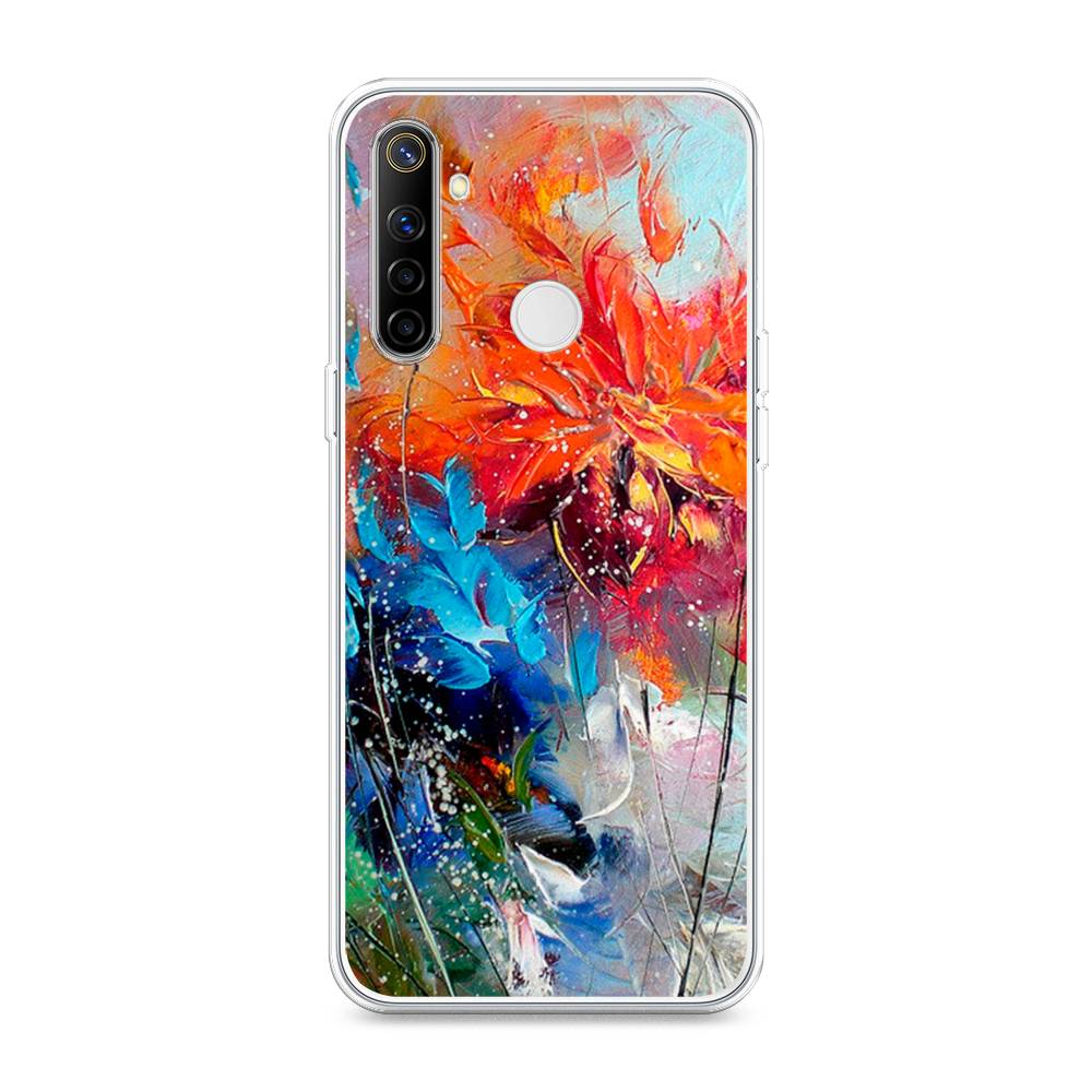

Чехол на Realme 6i "Абстрактные цветы", Оранжевый;синий, 252950-4