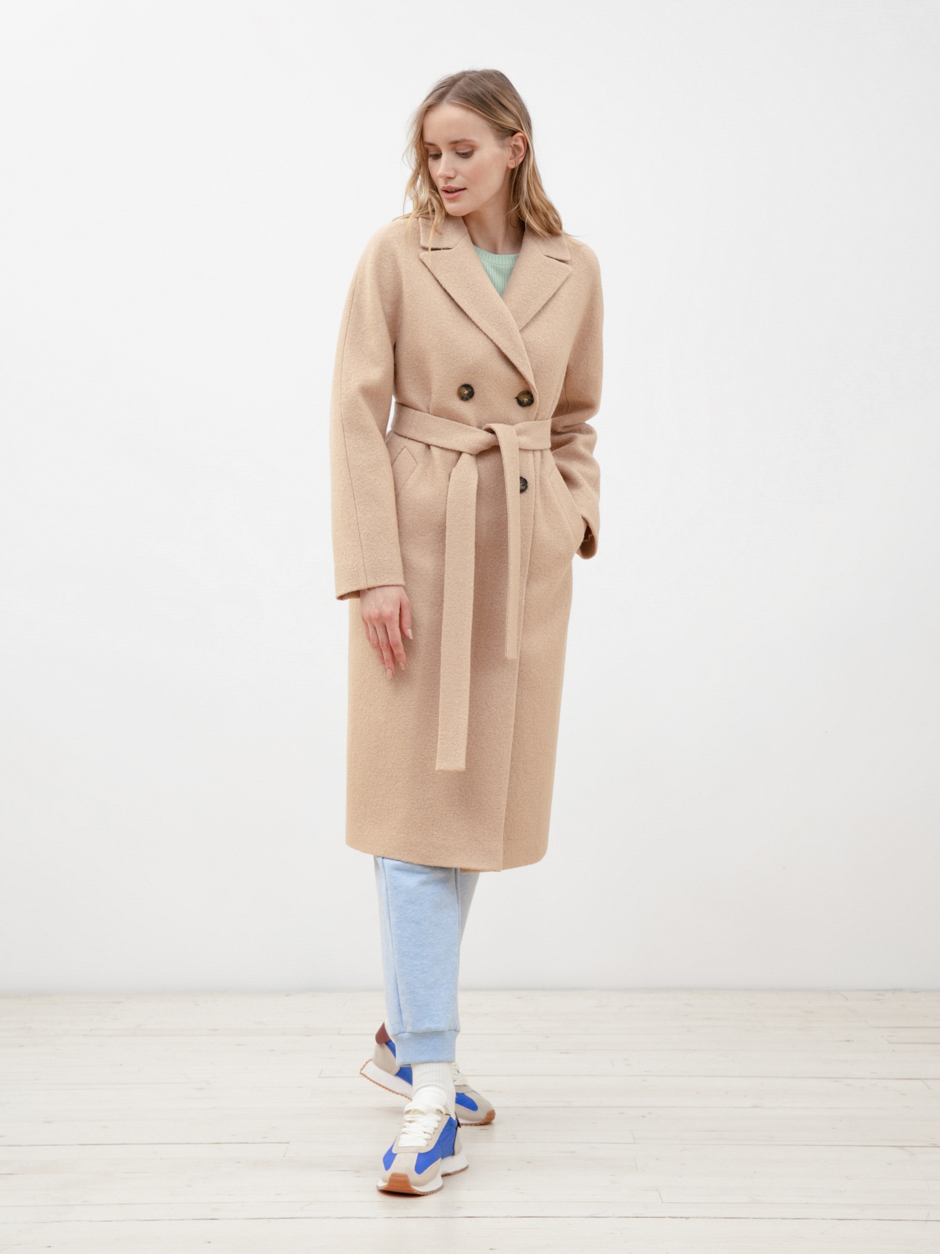 

Пальто женское Pompa 3010151p10005 бежевое 42 RU, Бежевый, 3010151p10005