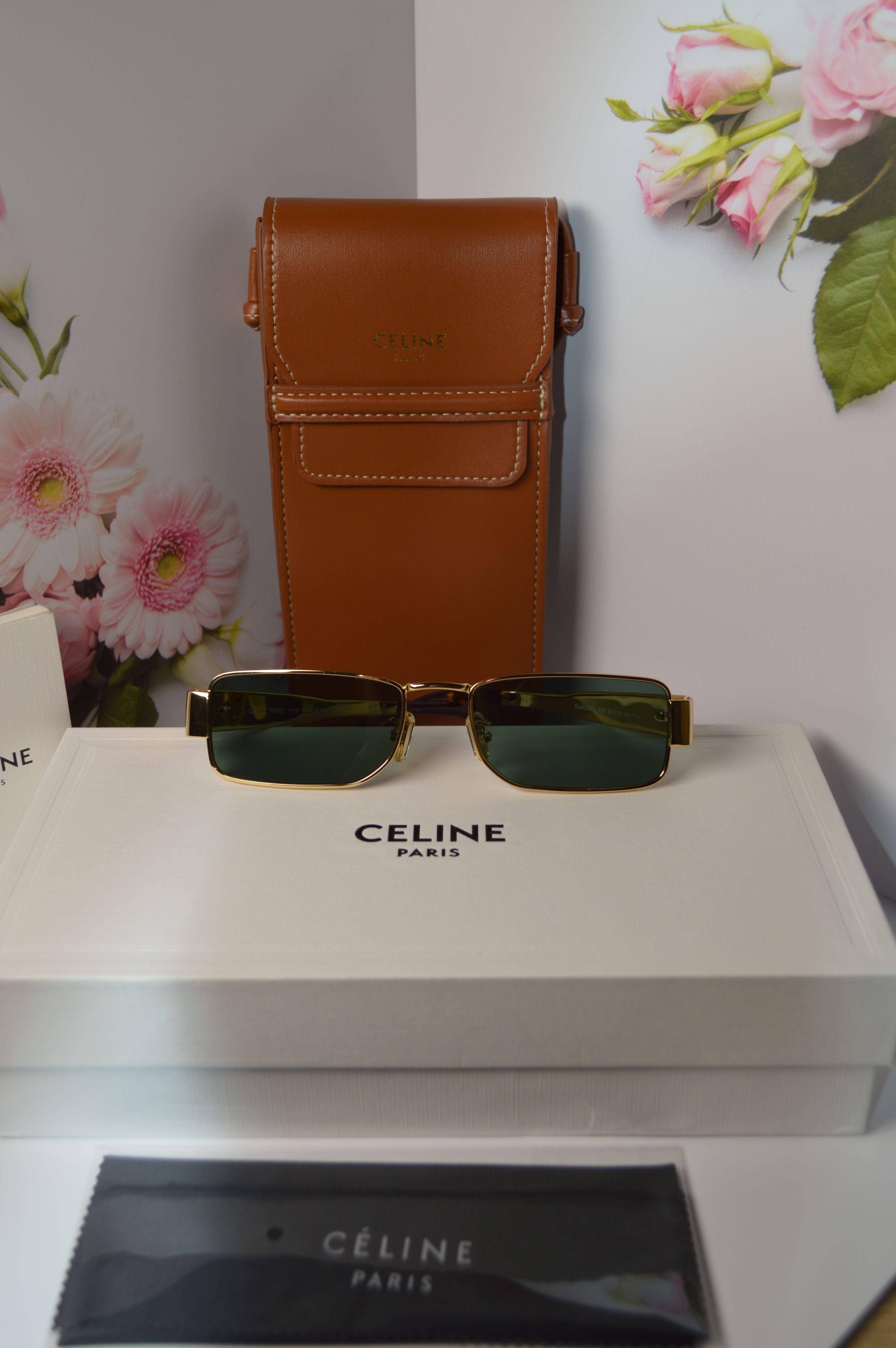 Солнцезащитные очки унисекс Celine OL-SZO-Celine-40256U-gold\green черные