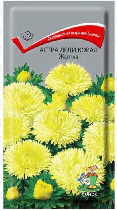

Семена астра Поиск Леди корал желтая 140992 1 уп.