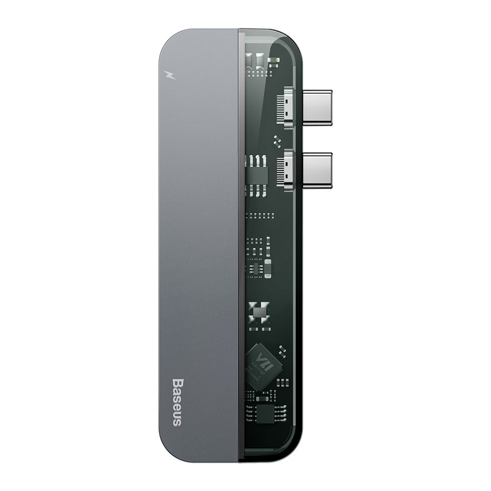 

USB-концентратор Baseus Transparent Series Dual Type-C Multifunctional HUB Adapter, Baseus Transparent Series Dual Type-C Multifunctional HUB Adapter Type-C to 2xType-C / 2xUSB3.0 / HDMI серый (CAHUB-TS0G)