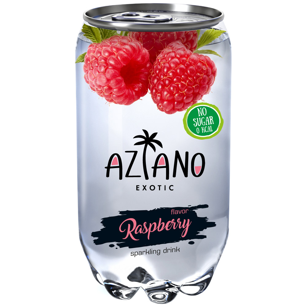 Газированный напиток Aziano малина сильногазированный 0,35 л