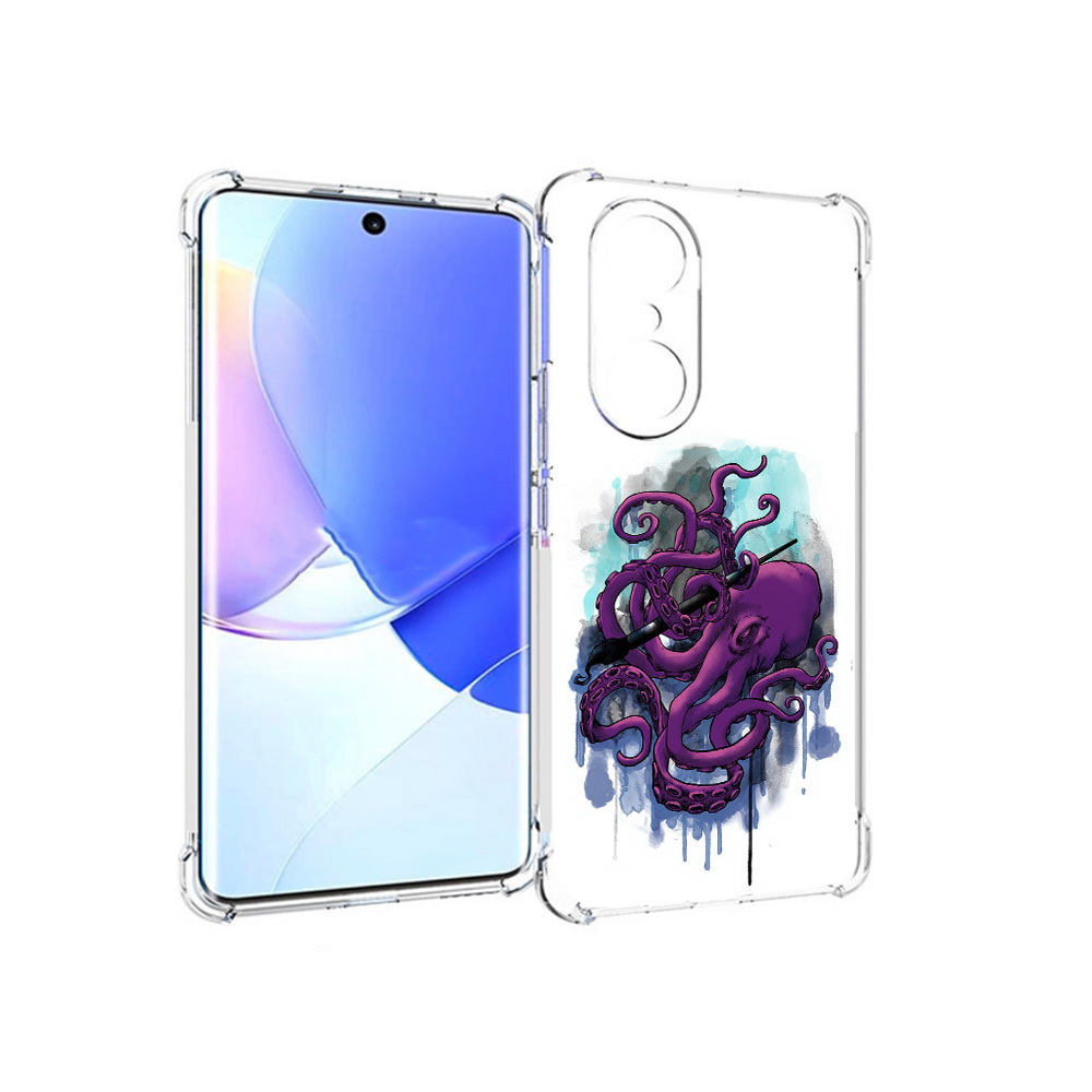 

Чехол MyPads Tocco для Honor 60 Pro фиолетовый осьминог, Прозрачный, Tocco