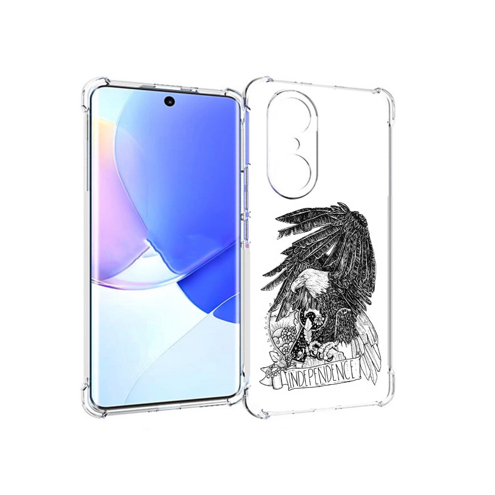 

Чехол MyPads Tocco для Honor 60 Pro черно белый сокол, Прозрачный, Tocco
