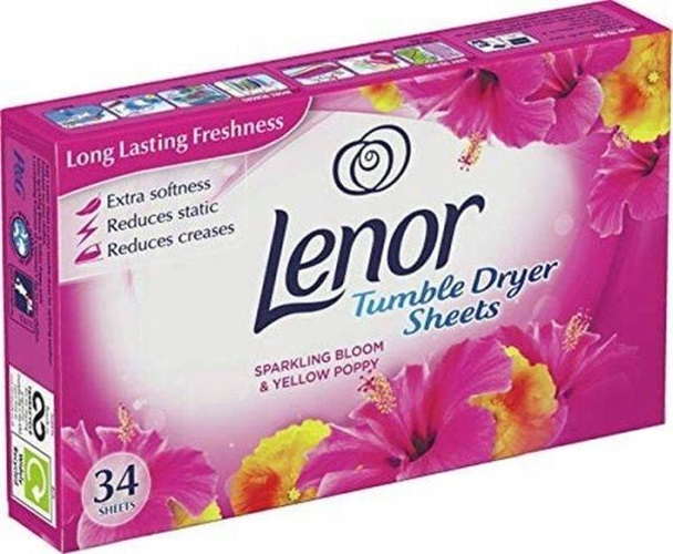 Салфетки для сушильных машин Lenor sparkling bloom & yellow poppy, 34 шт