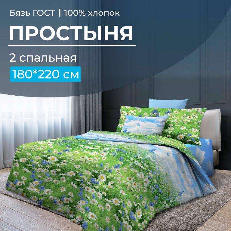 

Простыня Ивановотекстиль Русское поле 3 D 2-спальная бязь ГОСТ, 2807