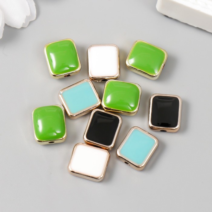 

Набор бусин для творчества пластик "Квадратики, яркий глянец" МИКС набор 10 шт 0,9х1,1 см, Разноцветный