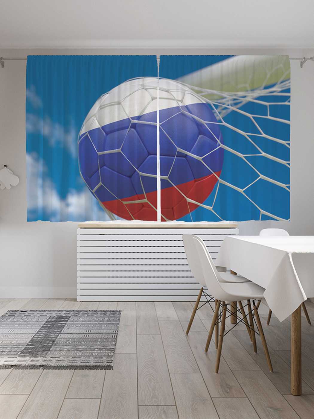 фото Классические шторы joyarty "футбольная победа", серия oxford delux, 2 полотна 145x180 см
