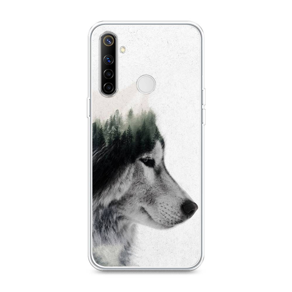 

Чехол на Realme 6i "Волк лес", Серый;белый, 252950-1