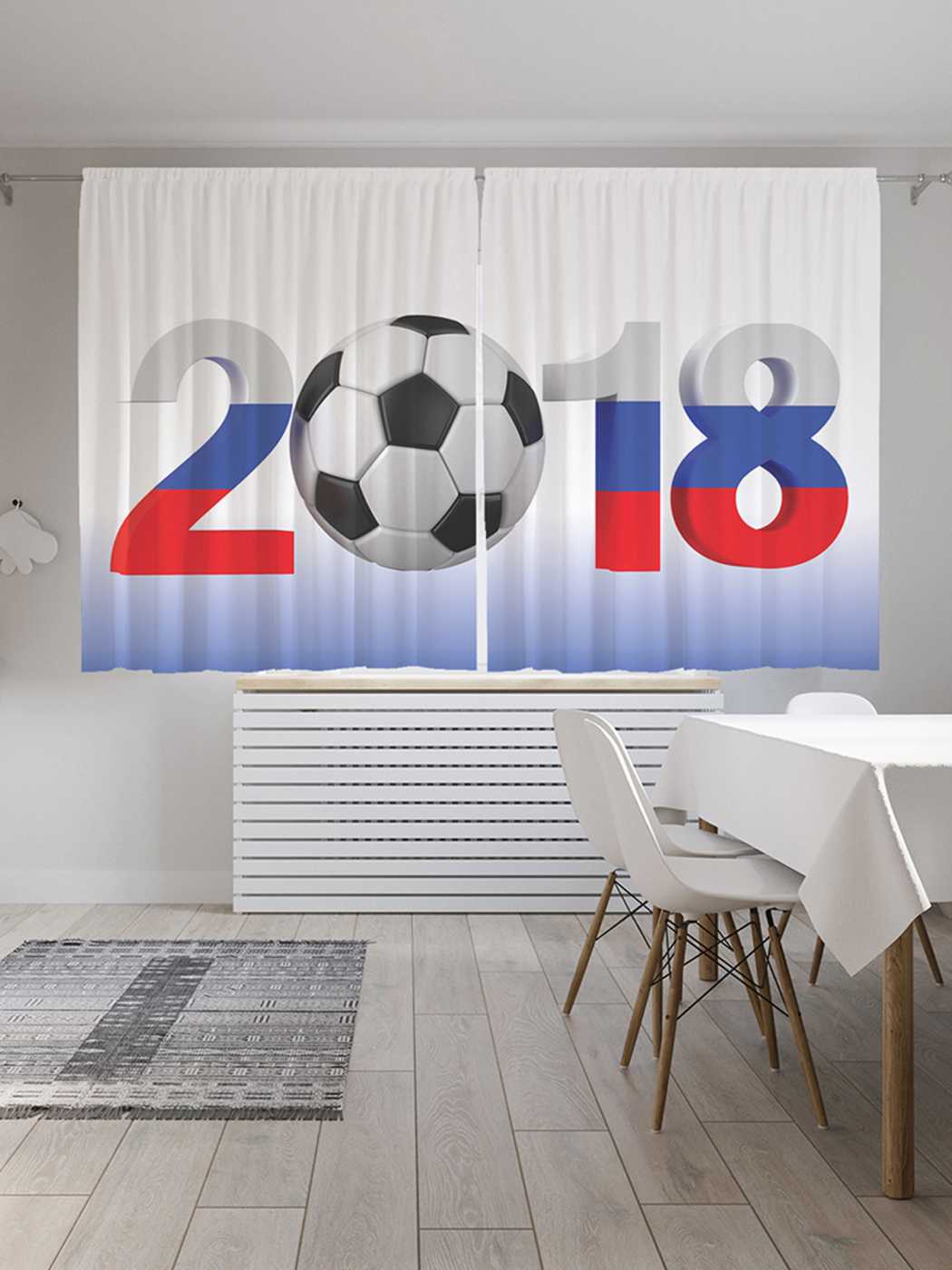 фото Классические шторы joyarty "футбол 2018", серия oxford delux, 2 полотна 145x180 см