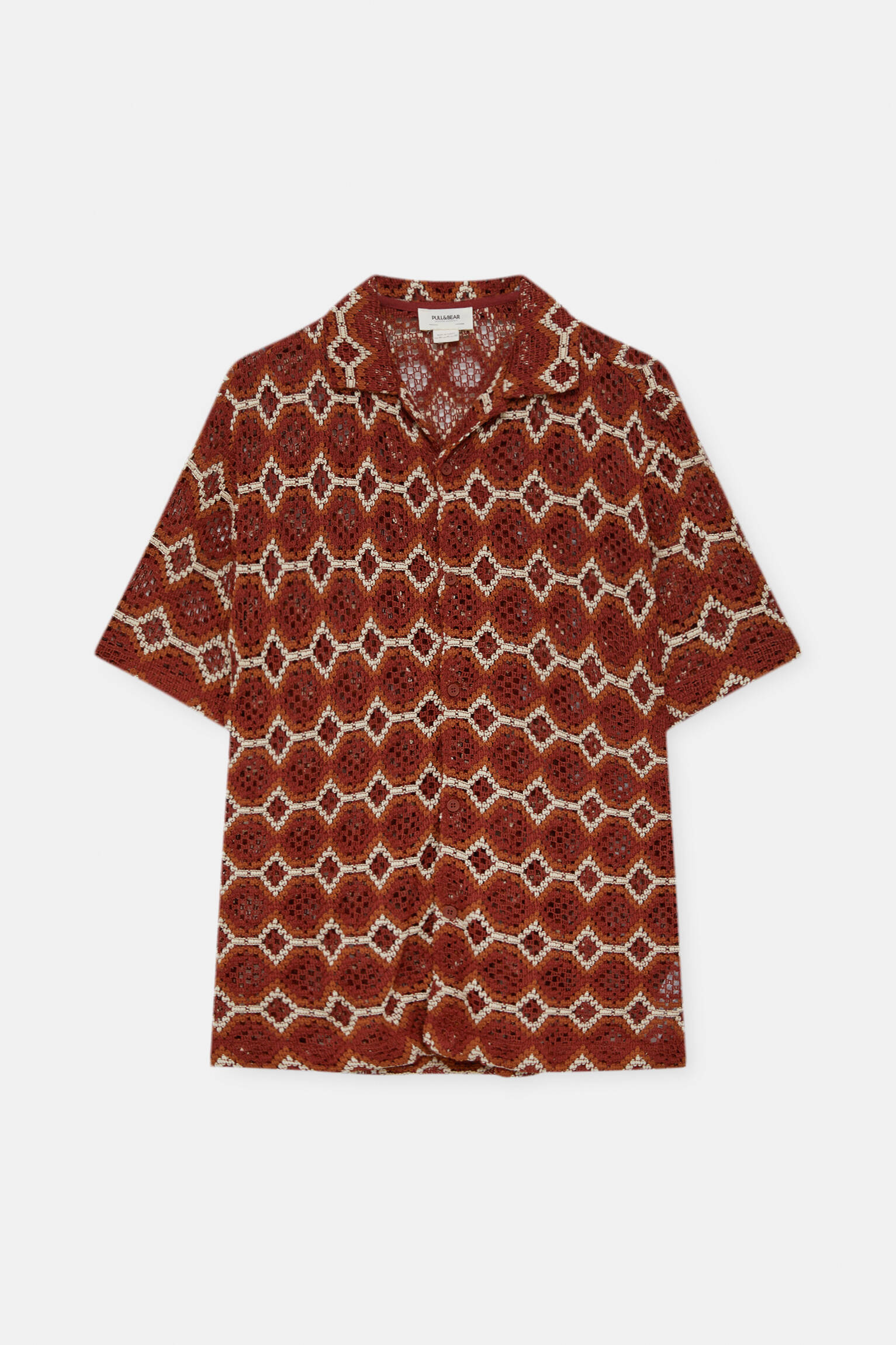 Рубашка мужская Pull&Bear PUL557328610 бордовая M. Доставка из-за рубежа.