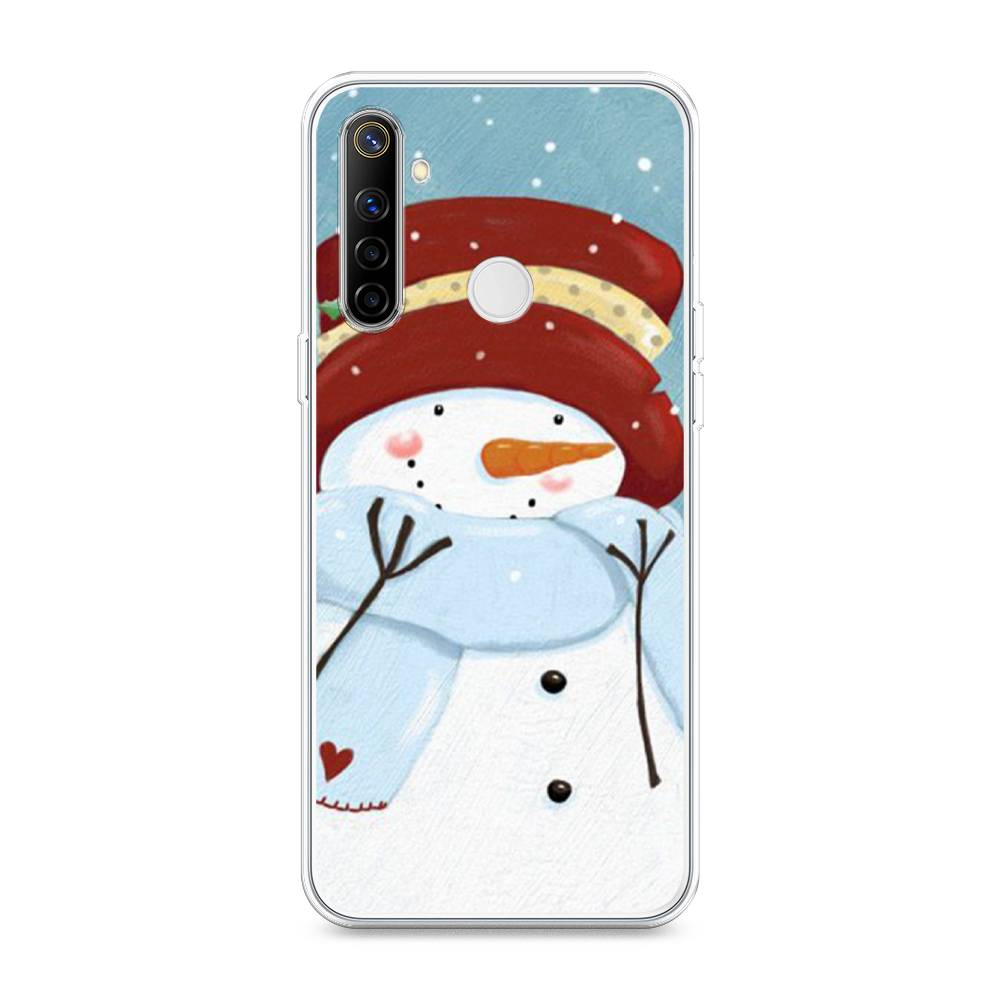 

Чехол на Realme 6i "Застенчивый снеговик", Голубой;белый;красный, 252950-5