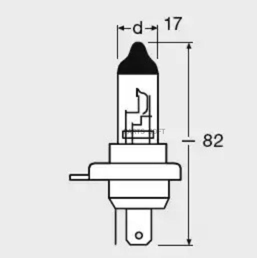 

Лампа галоген 12v h4 60/55w p43t osram +30% яркости всепогодная 64193als