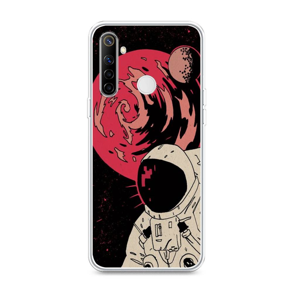 

Чехол на Realme 6i "Космонавт возле Марса", Черный;красный, 252950-2