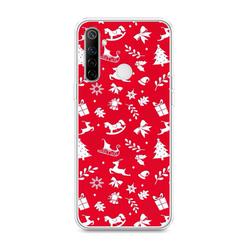 

Чехол на Realme 6i "Красный новогодний фон", Красный;белый, 252950-5