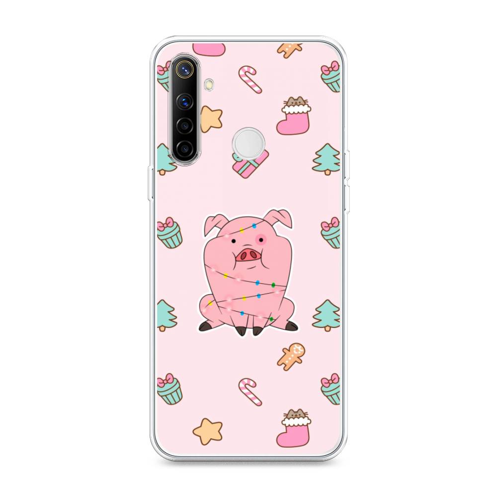 

Чехол на Realme 6i "Розовая свинка", Розовый;зеленый, 252950-5