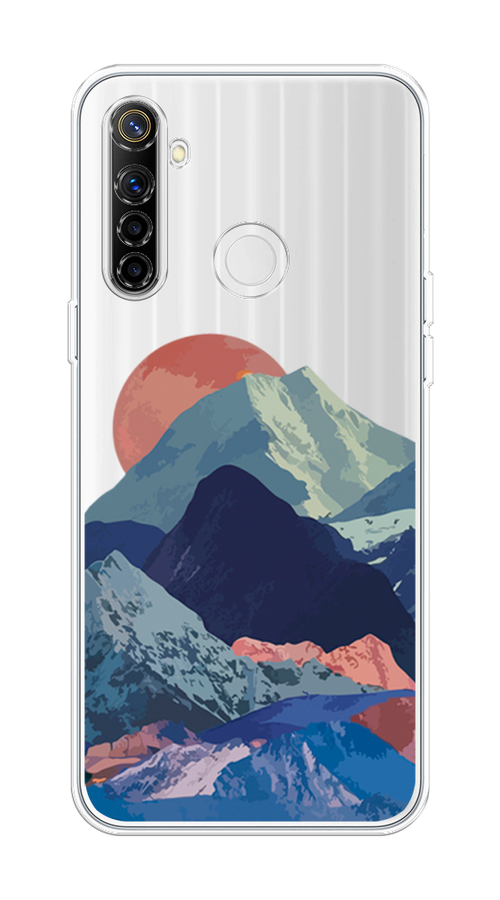 

Чехол на Realme 6i "Закат в снежных горах", Красный;серый;голубой, 252950-2