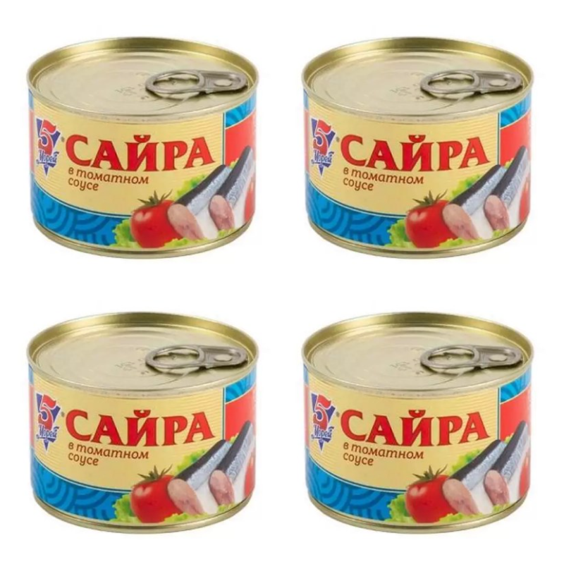 

Сайра 5 Морей в томатном соусе 230 г х 4 штуки, Сайра в томатном соусе