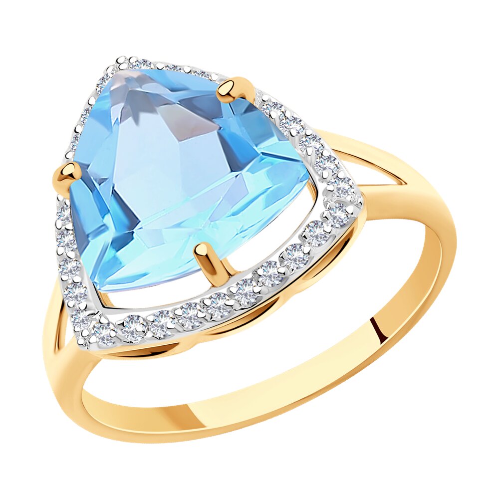 

Кольцо из золота р. 19 Diamant 51-310-00865-1, фианит\топаз, 51-310-00865-1
