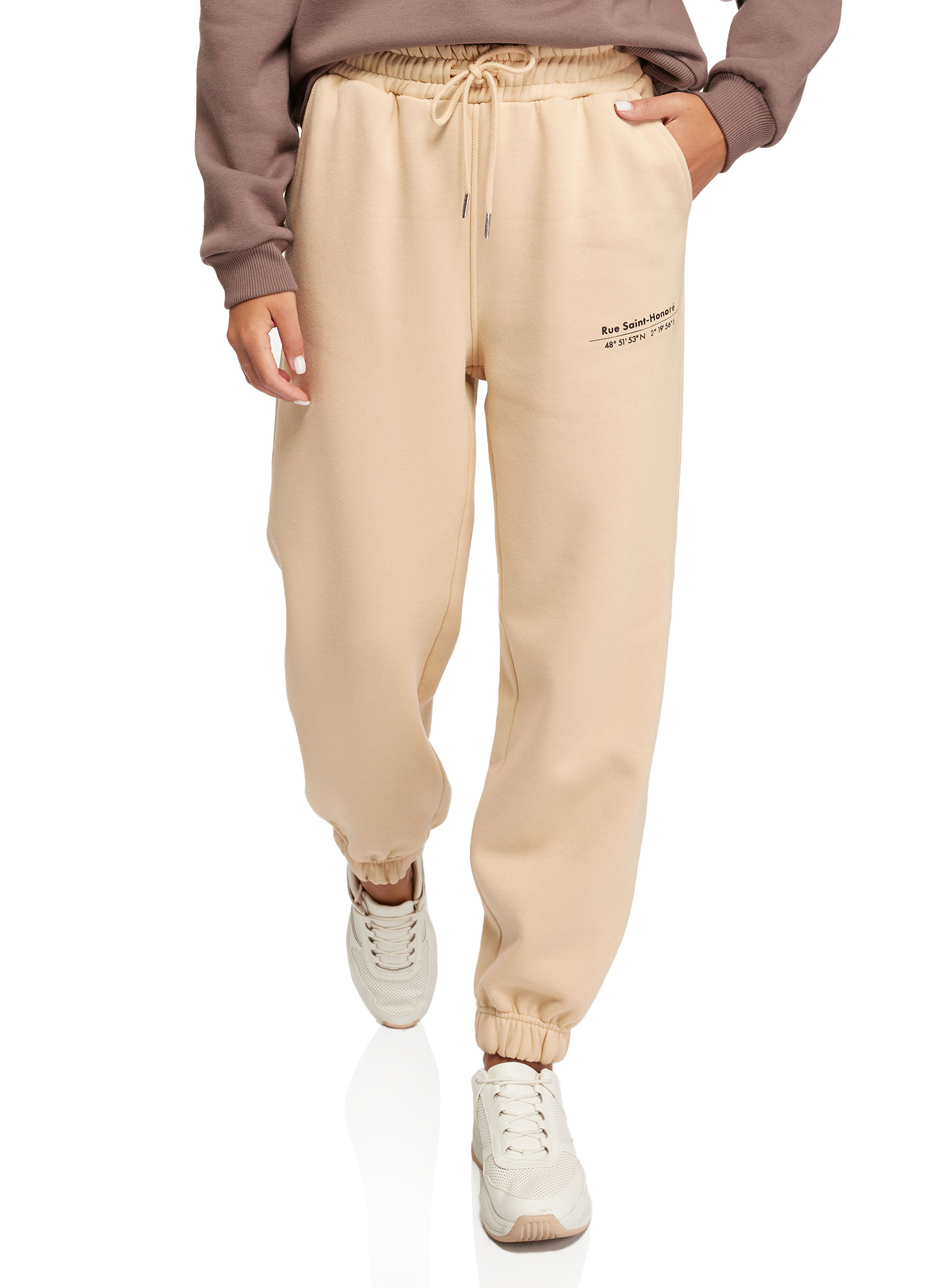 

Спортивные брюки женские oodji 16701086-2 бежевые 2XL, 16701086-2