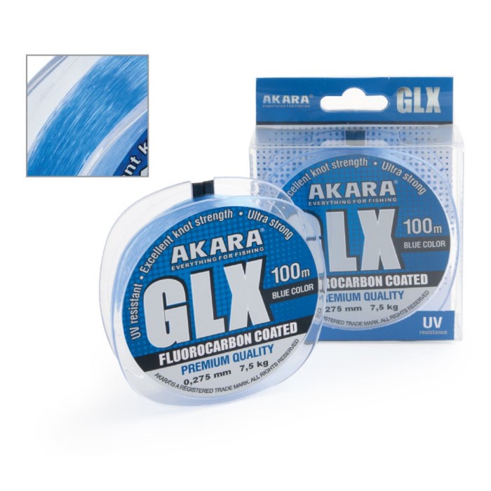 фото Леска akara glx premium blue, цвет голубая, диаметр 0.35 мм, 100 м