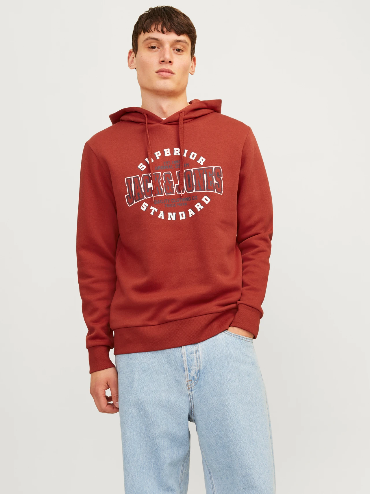 Худи Jack Jones мужское 12255617 красный-Red Ochre XL 4290₽