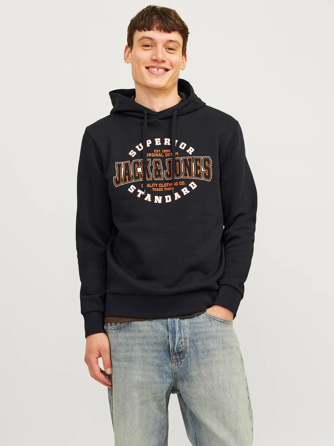 Худи Jack & Jones мужское, 12255617, чёрный-Black, S