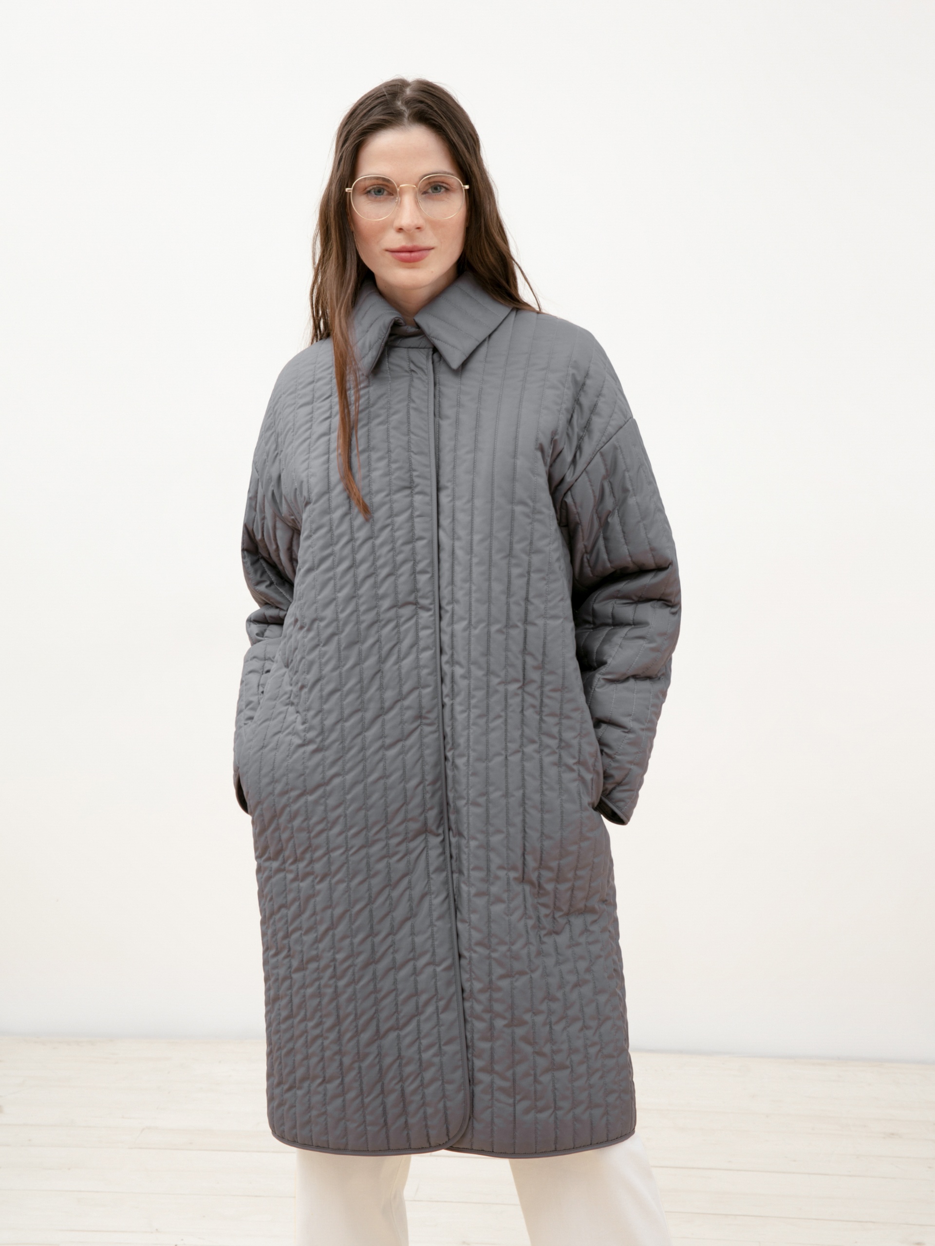 

Пальто женское Pompa 3014260i10091 серое 50 RU, 3014260i10091