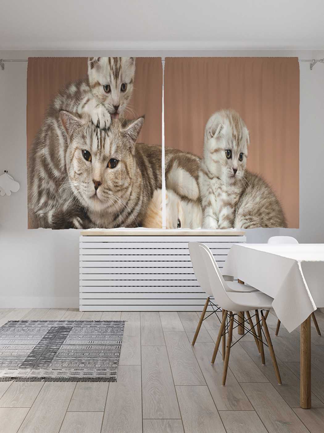

Классические шторы JoyArty "Кошачья мама", серия Oxford DeLux, 2 полотна 145x180 см, Кошачья мама