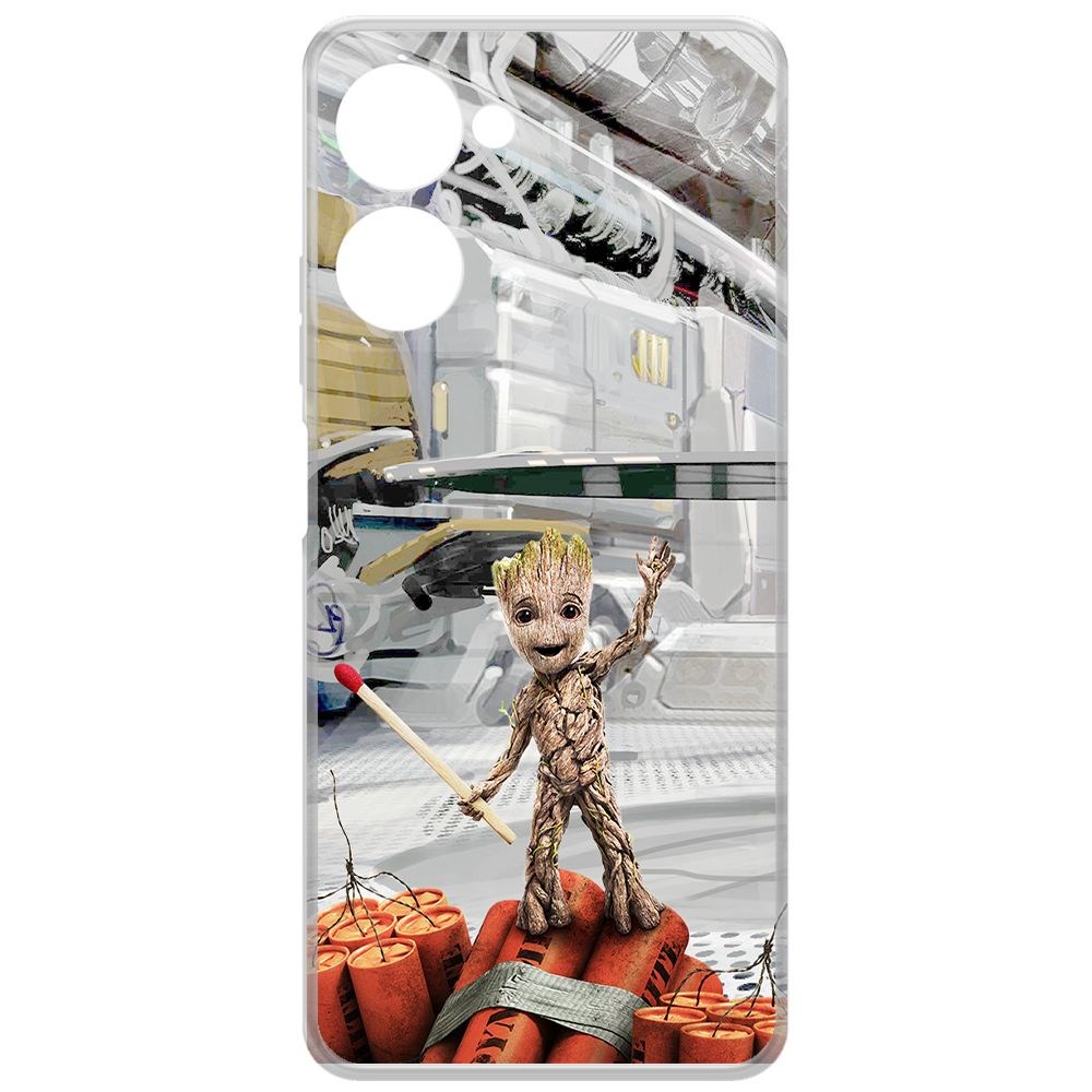 

Чехол-накладка Krutoff Clear Case Стражи Галактики. Малыш Грут для Realme 10 Pro, Прозрачный
