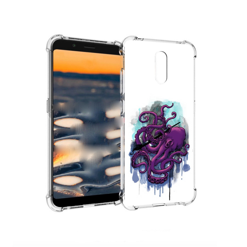 

Чехол MyPads Tocco для Nokia C2 фиолетовый осьминог (PT227055.113.658), Прозрачный, Tocco