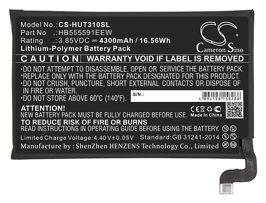 

Аккумулятор CS-HUT310SL HB555591EEW для Huawei Mate 30 Pro 3.85V / 4300mAh / 16.56Wh