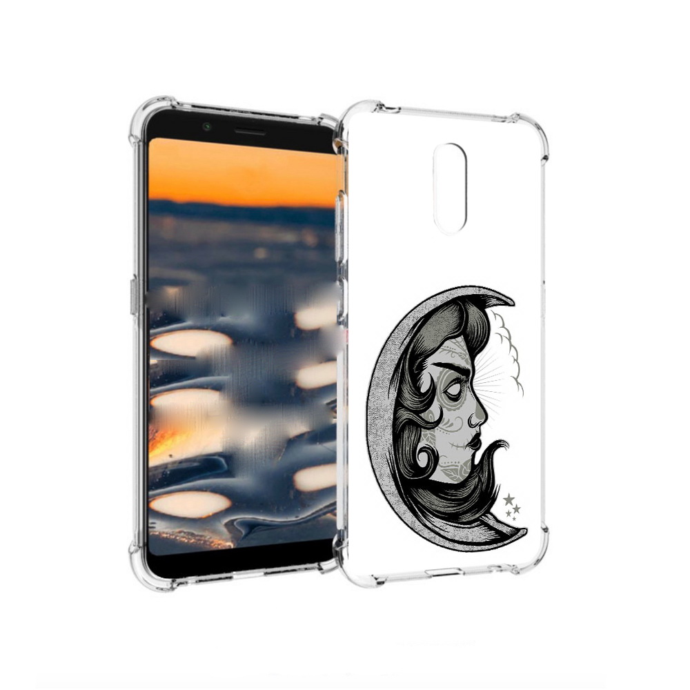 

Чехол MyPads Tocco для Nokia C2 черно белая луна с лицом (PT227055.113.680), Прозрачный, Tocco