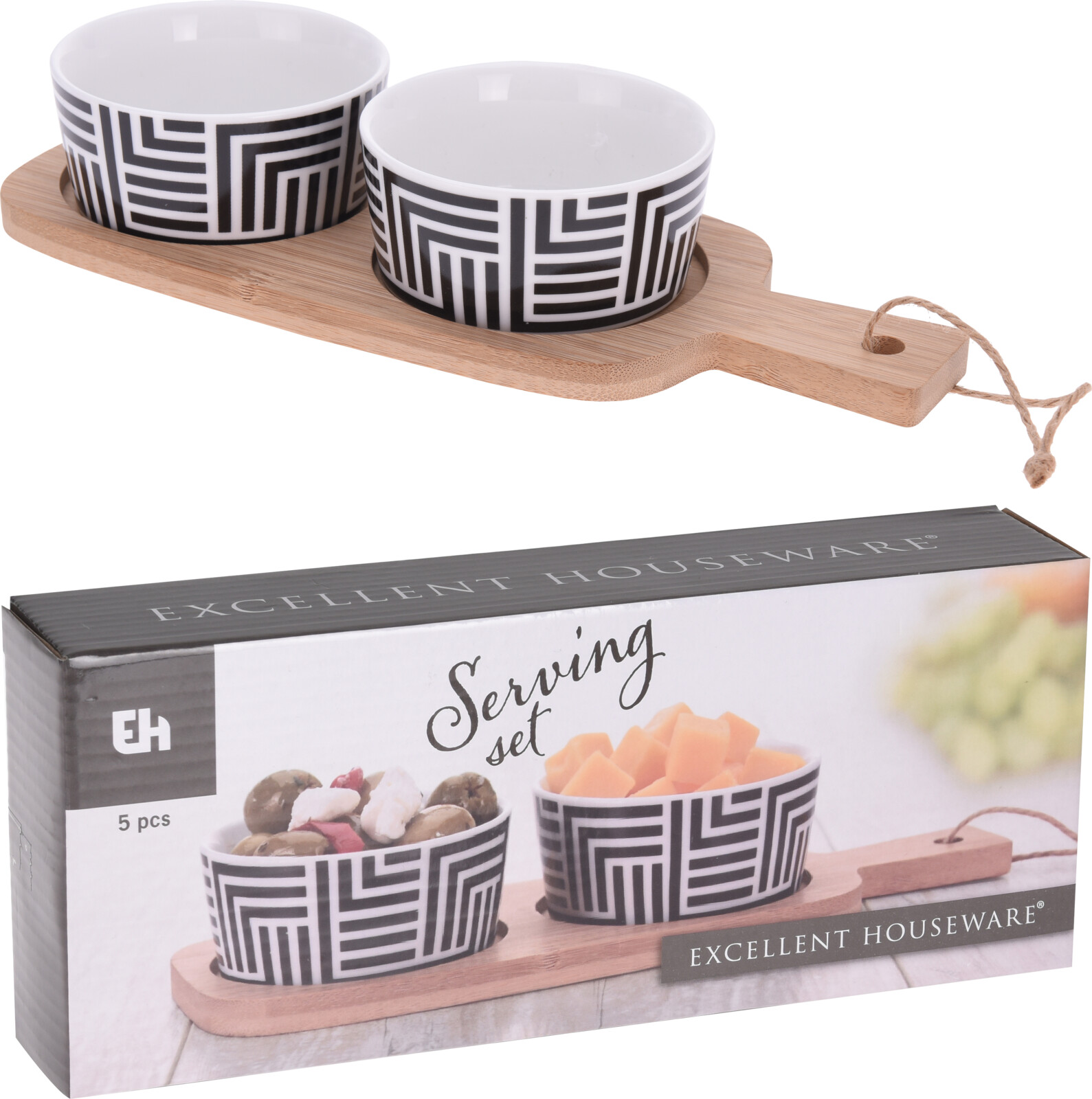 фото Набор для закусок: миски + подставка home collection patio collection serving set 3 пр