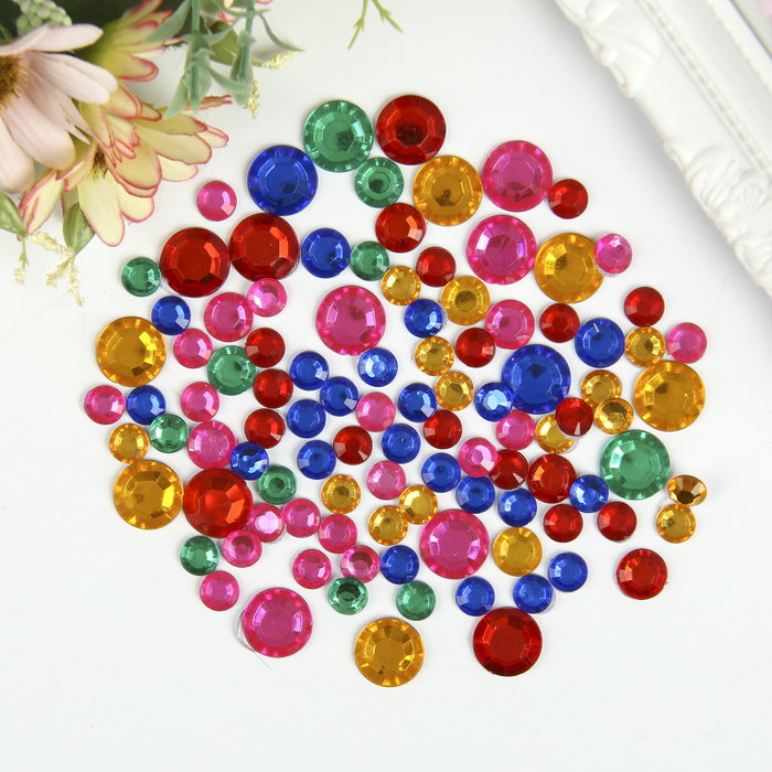 

Стразы самоклеящиеся "Круглые", размер 8-15 мм, 30 г, 5 цветов, Разноцветный, Остров Сокровищ