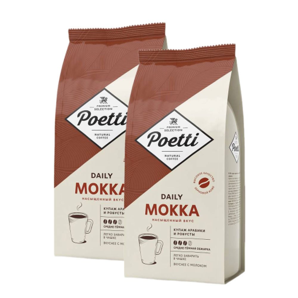 

Кофе в зернах Poetti Daily Mokka 2 шт х 1 кг, Daily Mokka