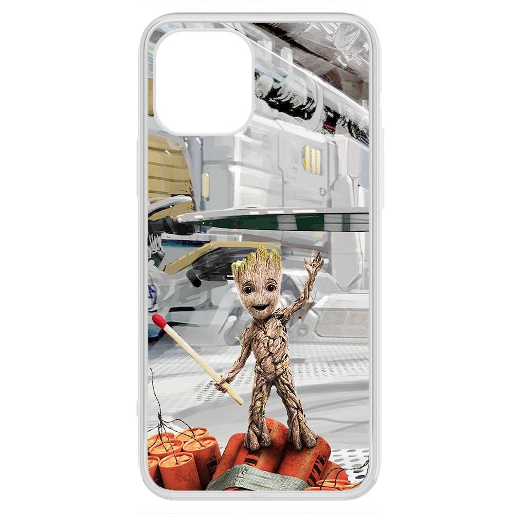 

Чехол-накладка Krutoff Clear Case Стражи Галактики. Малыш Грут для iPhone 12 Pro Max, Прозрачный