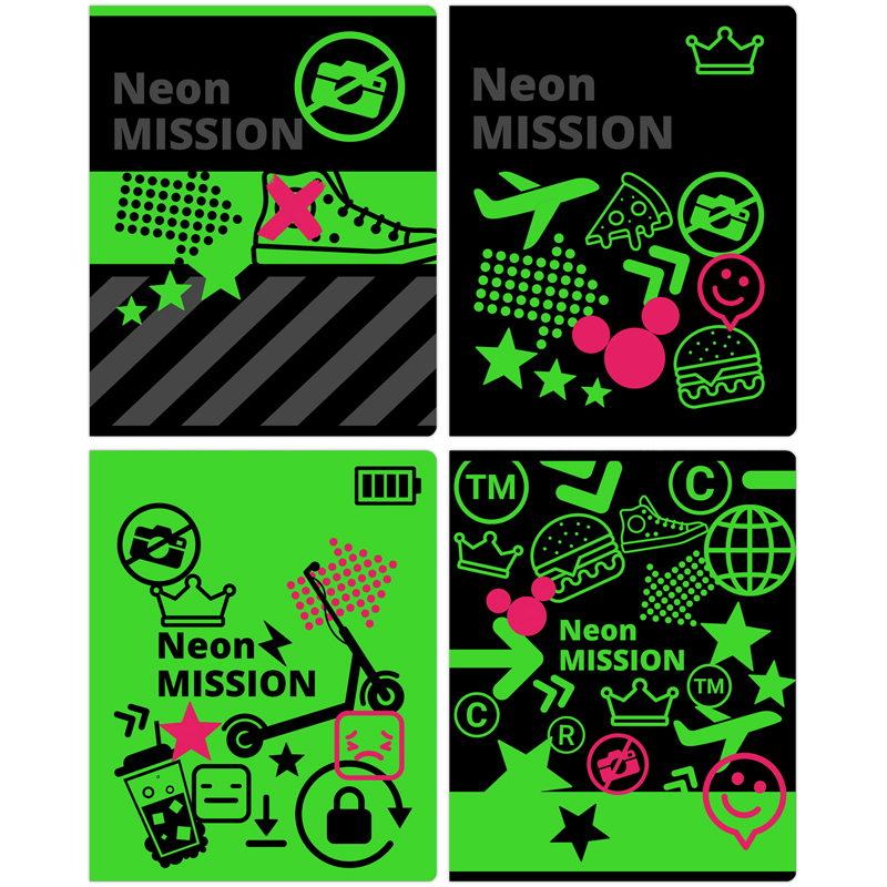 

Тетрадь 48л., А5, линия BG "Neon Mission", неоновый пантон, (4шт.)
