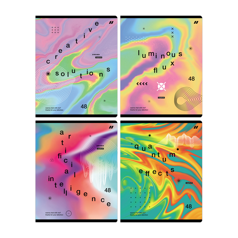 

Тетрадь 48л., А5, линия BG "Luminous flux", глянцевая ламинация, (4шт.)