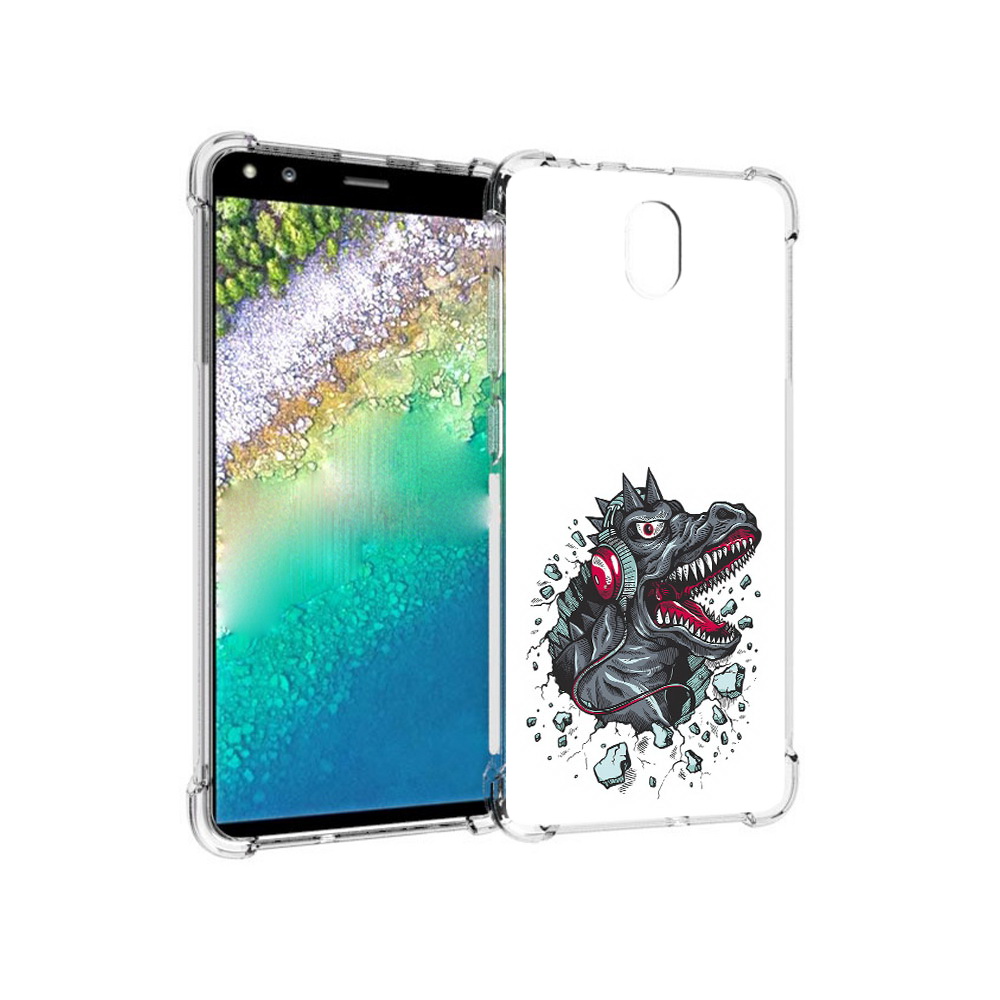 Чехол MyPads Tocco для Nokia C01 Plus Нарисованный динозавр в наушниках (PT161800.114.124)